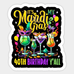 It's My Mardi Gras Birthday Y'all Shirt, Mardi Gras Carnival Birthday Boy Shirt, New Orleans Beads Birthday Gift , Fleur-de-lis Nola Costume Sticker